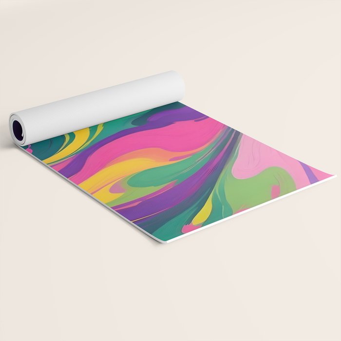 Magnifique, Abstract Fluid Art Resin, Marble Maximalism Painting, Eclectic Bohemian Colorful Bright, Modern Contemporary Boho Happiness Waves Yoga Mat Gallery Image 2