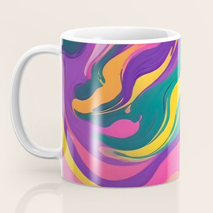 Magnifique, Abstract Fluid Art Resin, Marble Maximalism Painting, Eclectic Bohemian Colorful Bright, Modern Contemporary Boho Happiness Waves Coffee Mug Gallery Image 3