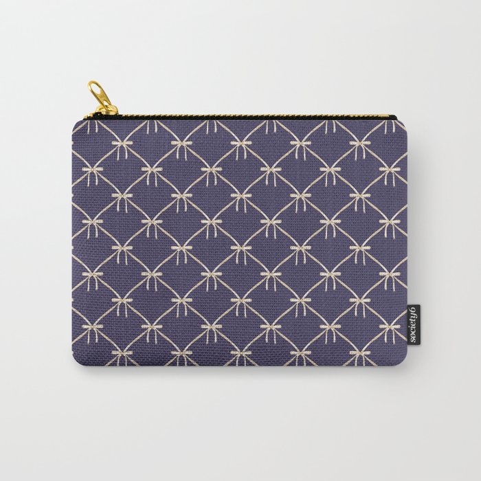 Bows & Ribbons Pattern XXXII Dark Lavender Purple Carry All Pouch Gallery Image 1