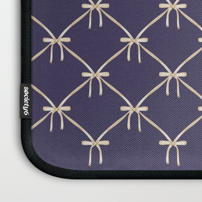 Bows & Ribbons Pattern XXXII Dark Lavender Purple Laptop Sleeve Gallery Image 3