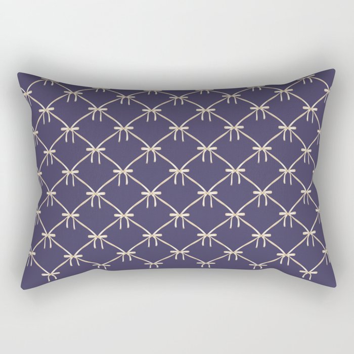 Bows & Ribbons Pattern XXXII Dark Lavender Purple Rectangular Pillow Gallery Image 2