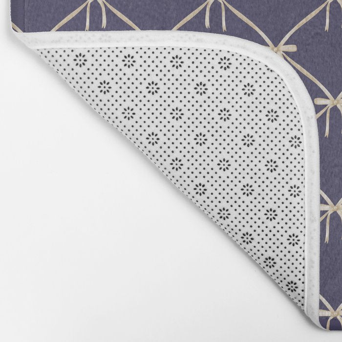 Bows & Ribbons Pattern XXXII Dark Lavender Purple Bath Mat Gallery Image 2
