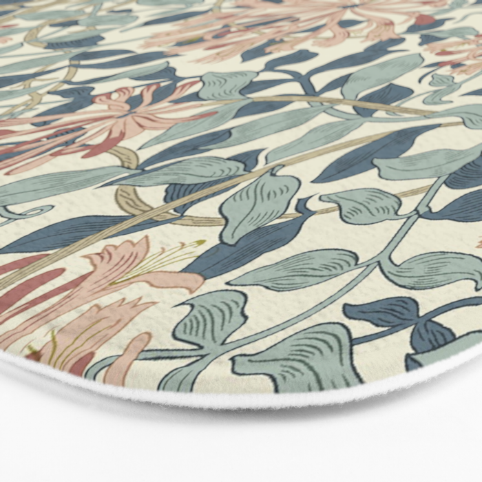 William Morris Vintage Honeysuckle Aqua Bath Mat Gallery Image 3