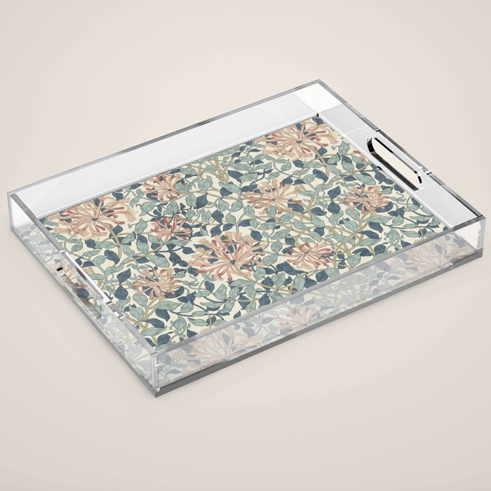 William Morris Vintage Honeysuckle Aqua Acrylic Tray Gallery Image 1