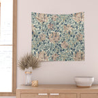 William Morris Vintage Honeysuckle Aqua Wall Tapestry Gallery Image 2