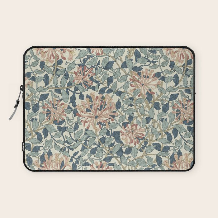 William Morris Vintage Honeysuckle Aqua Laptop Sleeve Gallery Image 1