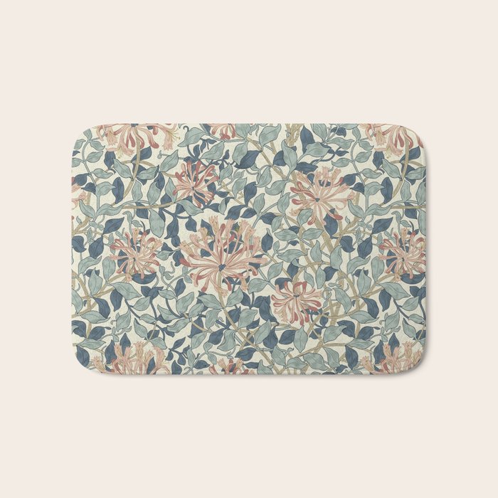 William Morris Vintage Honeysuckle Aqua Bath Mat Gallery Image 1