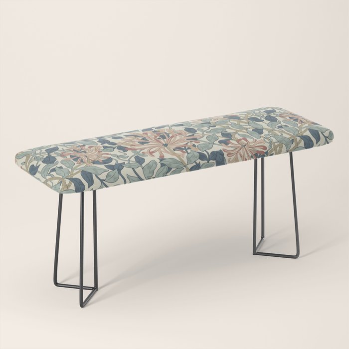William Morris Vintage Honeysuckle Aqua Bench Gallery Image 1