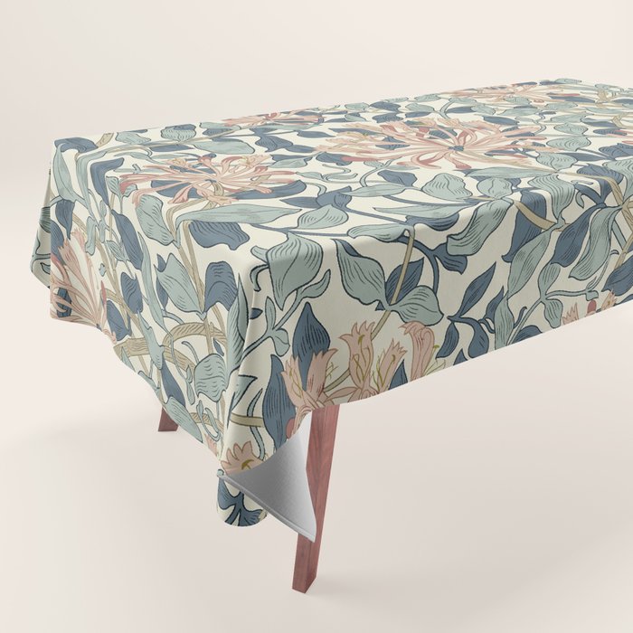 William Morris Vintage Honeysuckle Aqua Tablecloth Gallery Image 1