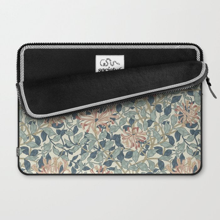 William Morris Vintage Honeysuckle Aqua Laptop Sleeve Gallery Image 2