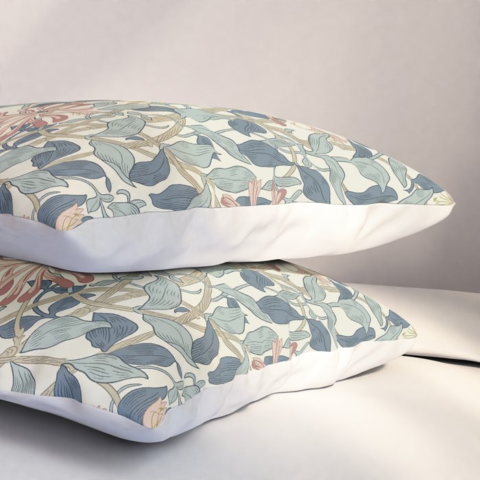 William Morris Vintage Honeysuckle Aqua Pillow Sham Gallery Image 3