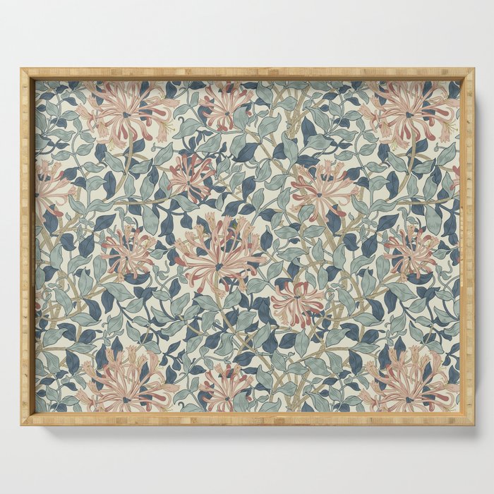 William Morris Vintage Honeysuckle Aqua Serving Tray Gallery Image 1