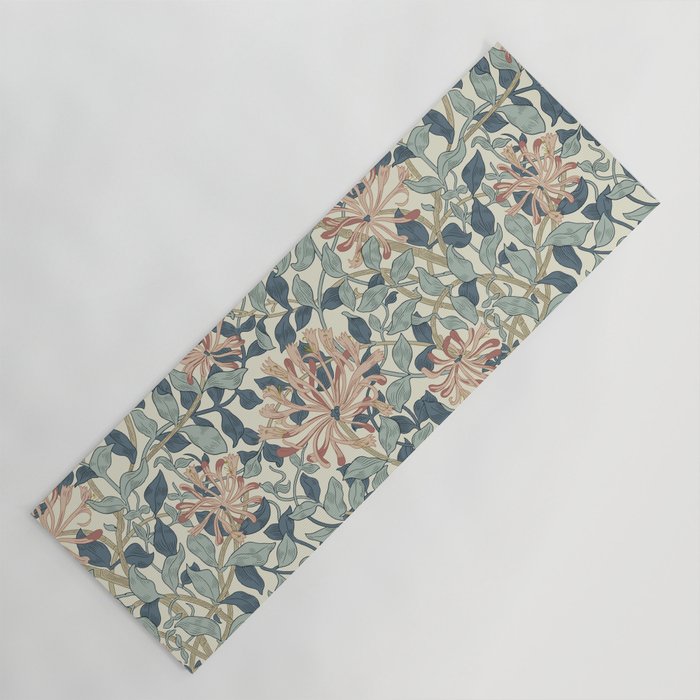 William Morris Vintage Honeysuckle Aqua Yoga Mat Gallery Image 1