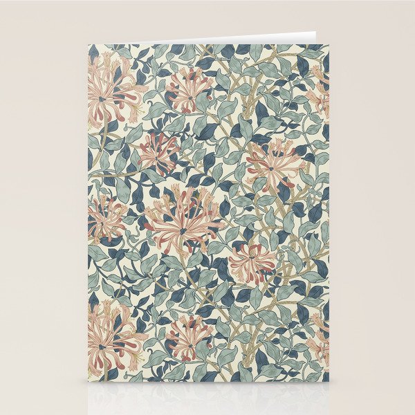 William Morris Vintage Honeysuckle Aqua Stationery Card Gallery Image 2