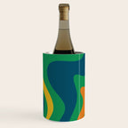 Retro Liquid Swirl Abstract Pattern in 70s Green, Blue, Orange, Yellow Wine Chiller Gallery Image 2