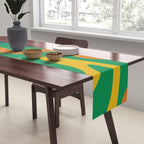 Retro Liquid Swirl Abstract Pattern in 70s Green, Blue, Orange, Yellow Table Runner Gallery Image 2