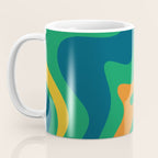 Retro Liquid Swirl Abstract Pattern in 70s Green, Blue, Orange, Yellow Coffee Mug Gallery Image 3