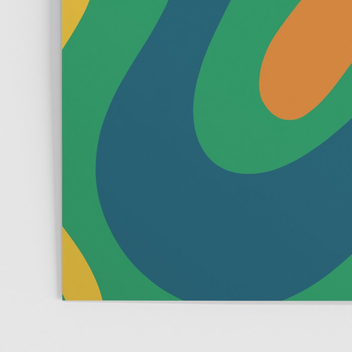 Retro Liquid Swirl Abstract Pattern in 70s Green, Blue, Orange, Yellow Poster Gallery Image 3