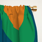 Retro Liquid Swirl Abstract Pattern in 70s Green, Blue, Orange, Yellow Window Curtain Gallery Image 2