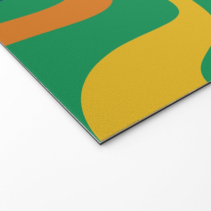 Retro Liquid Swirl Abstract Pattern in 70s Green, Blue, Orange, Yellow Welcome Mat Gallery Image 2