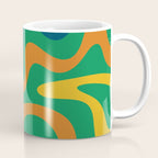 Retro Liquid Swirl Abstract Pattern in 70s Green, Blue, Orange, Yellow Coffee Mug Gallery Image 1