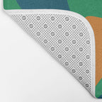 Retro Liquid Swirl Abstract Pattern in 70s Green, Blue, Orange, Yellow Bath Mat Gallery Image 2