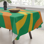 Retro Liquid Swirl Abstract Pattern in 70s Green, Blue, Orange, Yellow Tablecloth Gallery Image 3