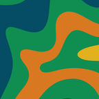 Retro Liquid Swirl Abstract Pattern in 70s Green, Blue, Orange, Yellow Coffee Mug Gallery Image 2
