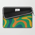 Retro Liquid Swirl Abstract Pattern in 70s Green, Blue, Orange, Yellow Laptop Sleeve Gallery Image 2