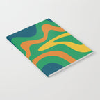 Retro Liquid Swirl Abstract Pattern in 70s Green, Blue, Orange, Yellow Notebook Gallery Image 2