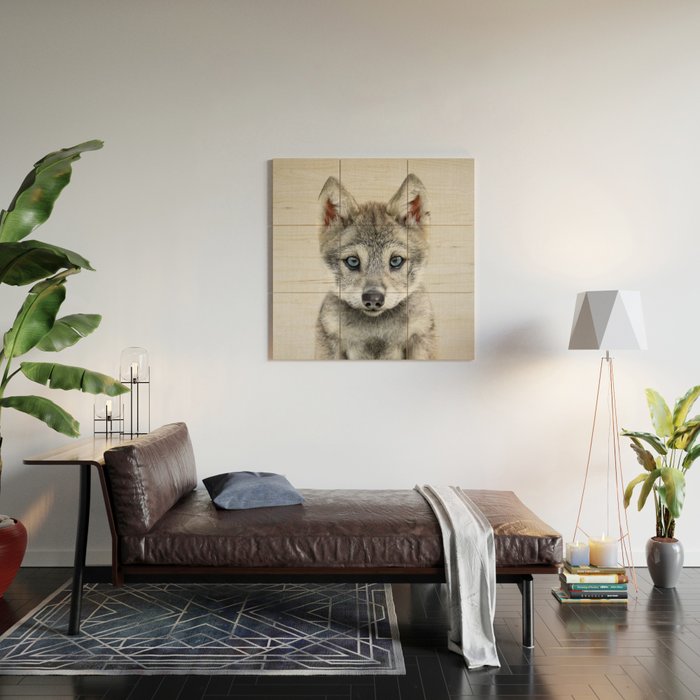 Baby Wolf - Colorful Wood Wall Art Gallery Image 2