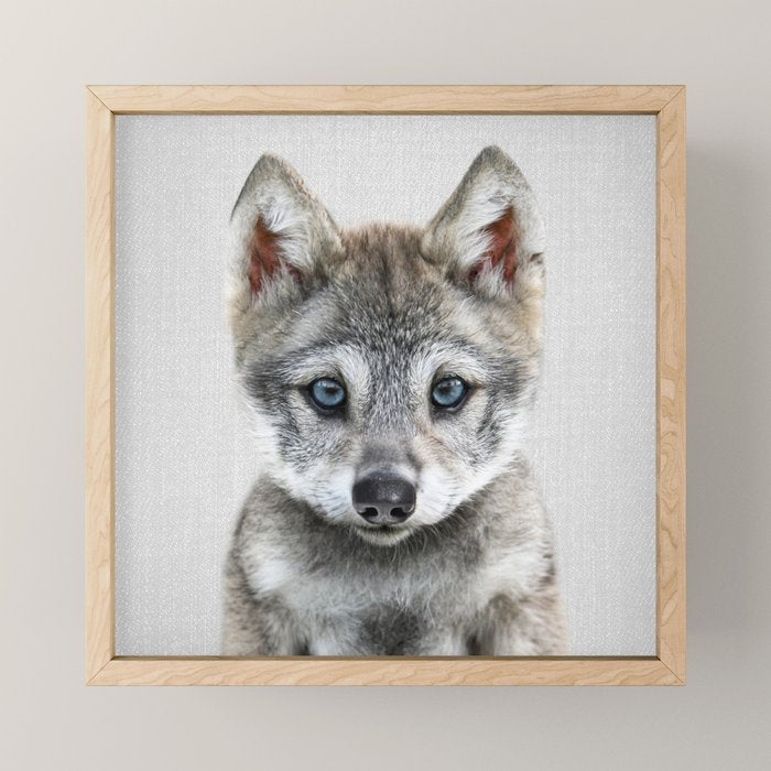 Baby Wolf - Colorful Mini Art Print Gallery Image 1