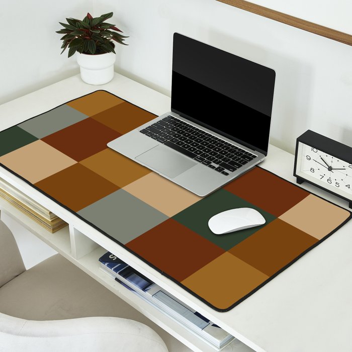 Bold Earthy Checks Pattern - Large VI Desk Mat Gallery Image 2