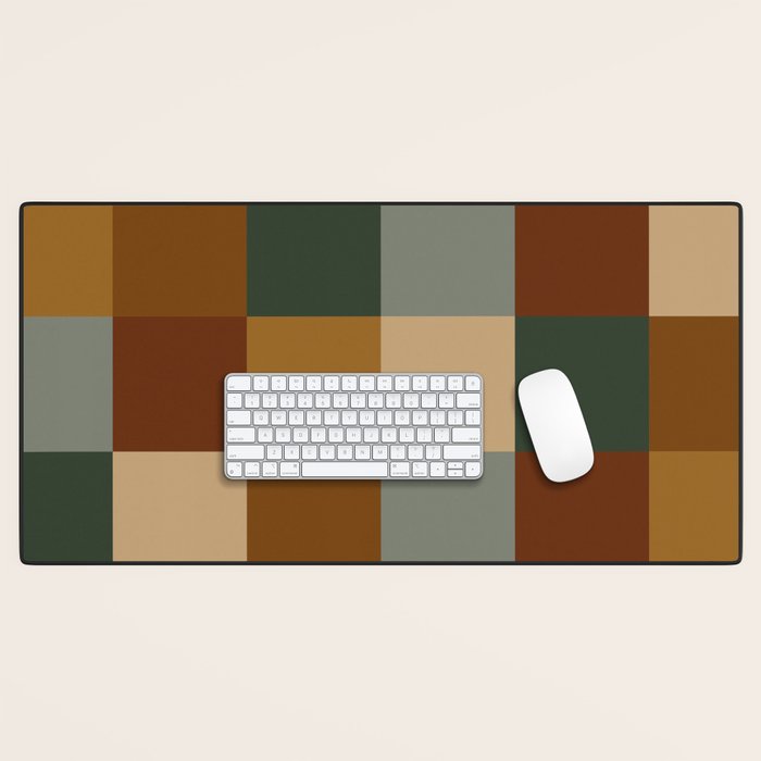 Bold Earthy Checks Pattern - Large VI Desk Mat Gallery Image 1