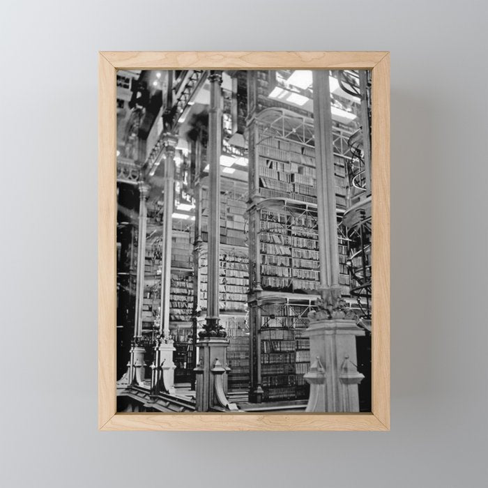 A Book Lover's Dream - Cincinnati Public Library black and white photographs / black and white photo Mini Art Print Gallery Image 1