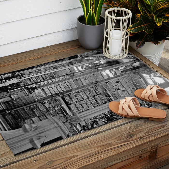 A Book Lover's Dream - Cincinnati Public Library black and white photographs / black and white photo Outdoor Rug Gallery Image 2