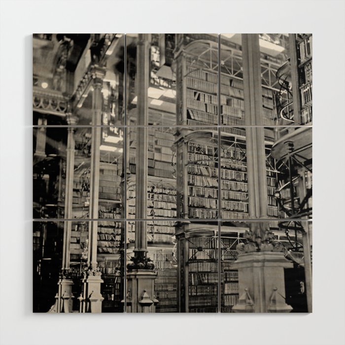 A Book Lover's Dream - Cincinnati Public Library black and white photographs / black and white photo Wood Wall Art Gallery Image 1