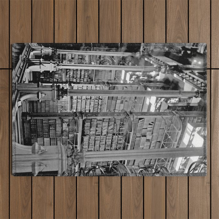 A Book Lover's Dream - Cincinnati Public Library black and white photographs / black and white photo Outdoor Rug Gallery Image 1