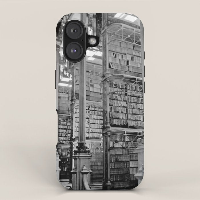 A Book Lover's Dream - Cincinnati Public Library black and white photographs / black and white photo iPhone Case Gallery Image 1