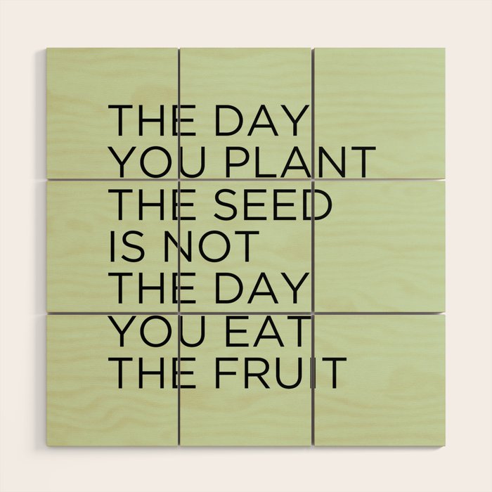 The day you plant the seed is not the day you eat the fruit Wood Wall Art Gallery Image 1