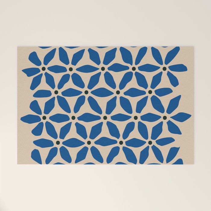 Blue flower pattern Welcome Mat Gallery Image 1