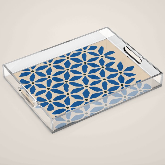 Blue flower pattern Acrylic Tray Gallery Image 1