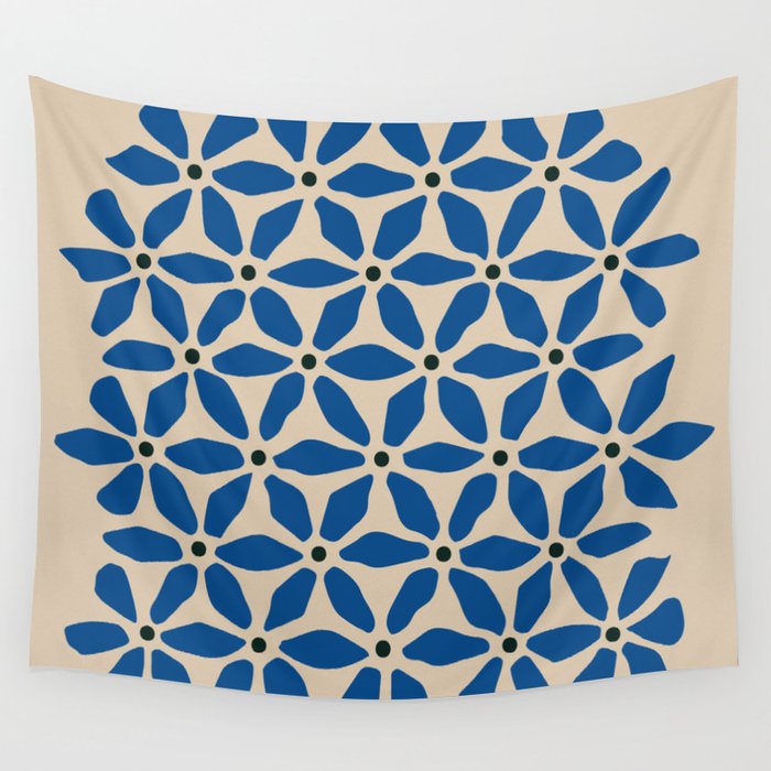 Blue flower pattern Wall Tapestry Gallery Image 1