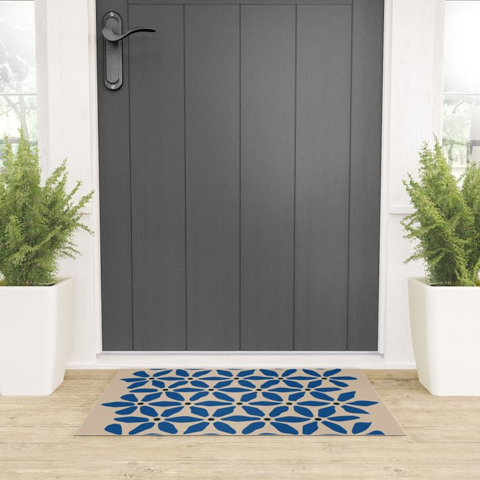 Blue flower pattern Welcome Mat Gallery Image 3