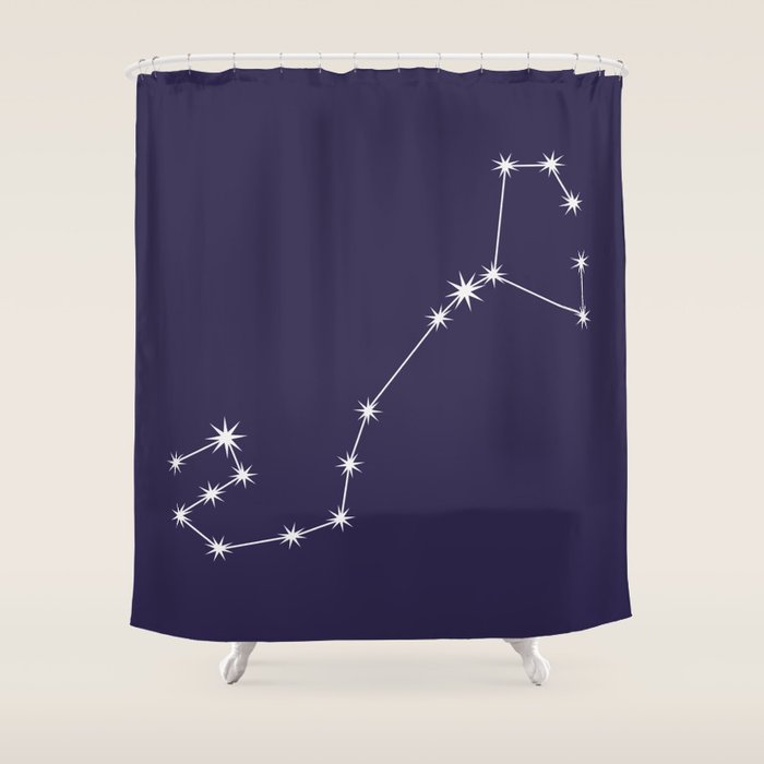 Scorpio Zodiac Star Constellation Line Art Dark Purple Shower Curtain Gallery Image 1