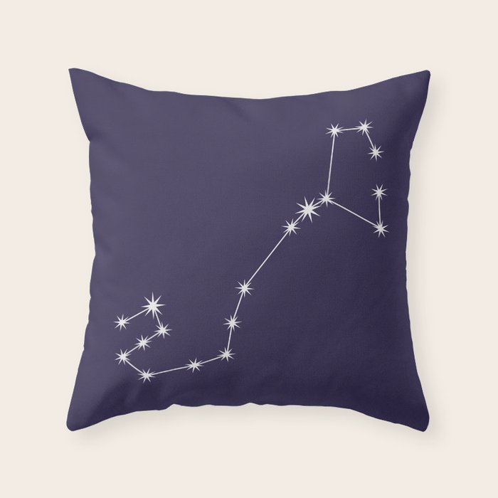 Scorpio Zodiac Star Constellation Line Art Dark Purple Throw Pillow Gallery Image 1
