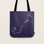 Scorpio Zodiac Star Constellation Line Art Dark Purple Tote Bag Gallery Image 1