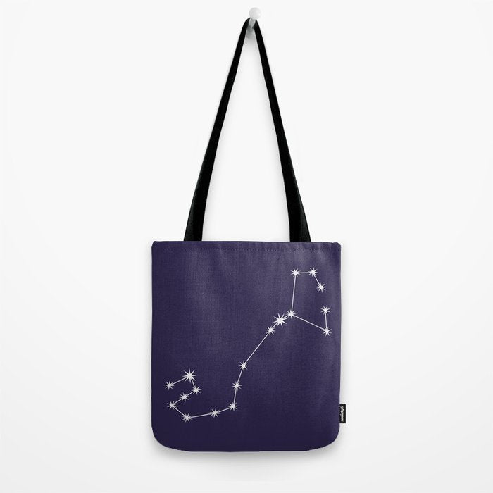 Scorpio Zodiac Star Constellation Line Art Dark Purple Tote Bag Gallery Image 2