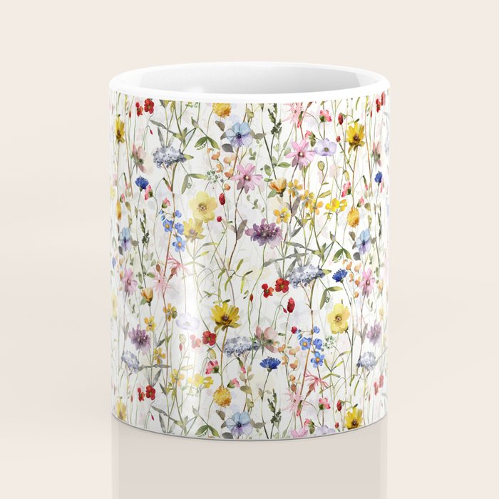 Scandinavian Colorful Midsummer Dried Wildflowers Watercolor Meadow  14 Coffee Mug Gallery Image 4