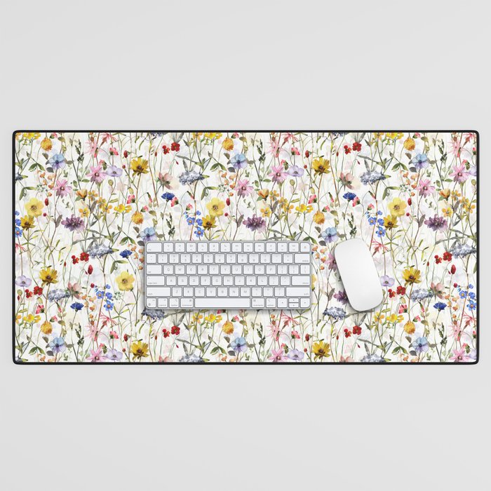 Scandinavian Colorful Midsummer Dried Wildflowers Watercolor Meadow  14 Desk Mat Gallery Image 1